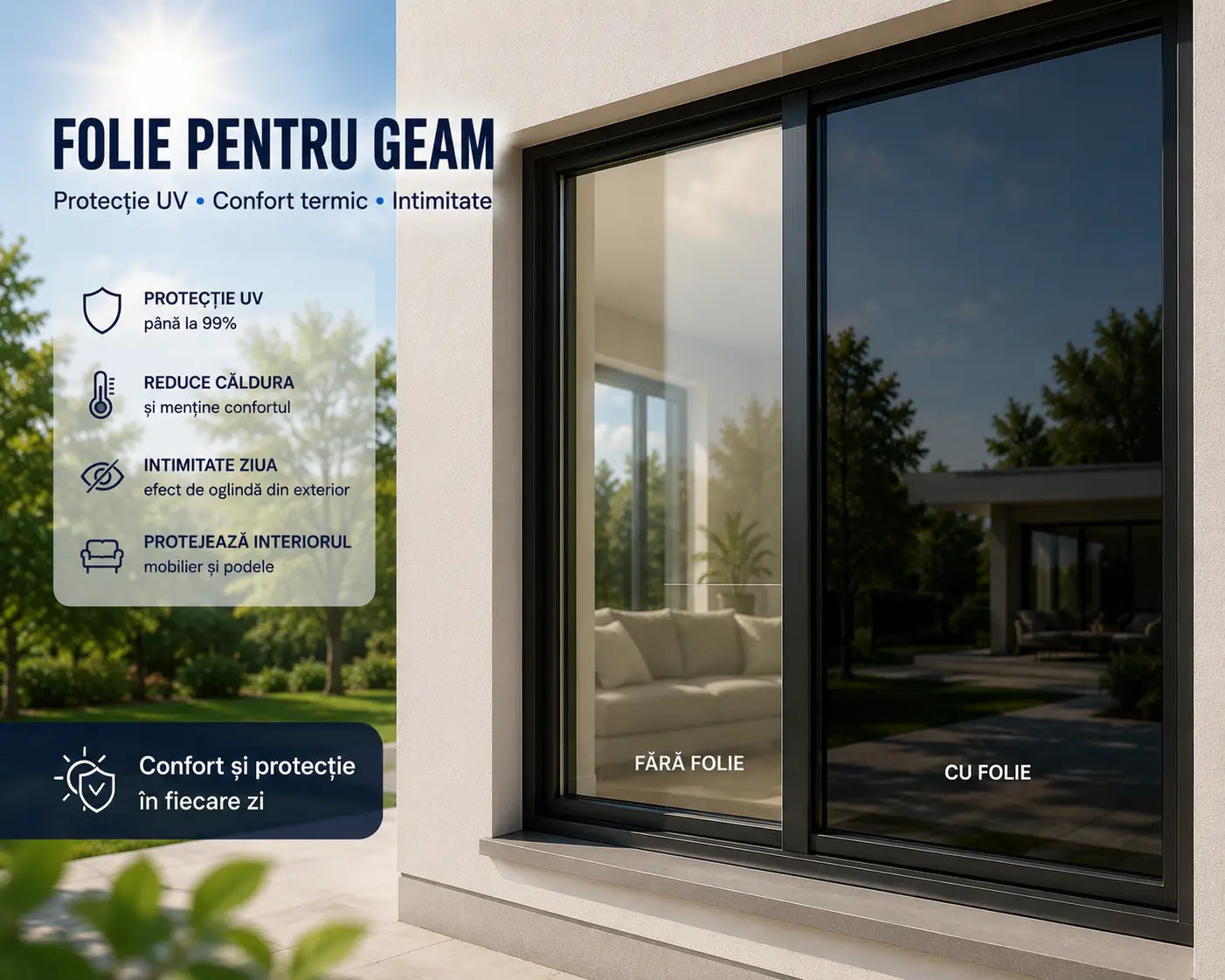 MirrorGuard™ Folie Oglindă Autoadezivă pentru Intimitate și Protecție UV, 45×200 cm