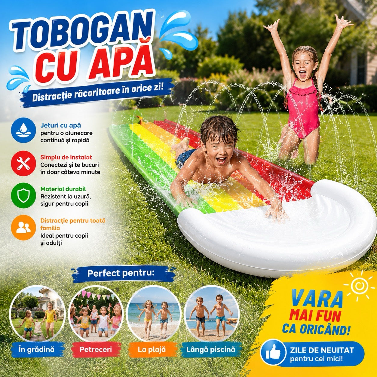 WaterJoy Tobogan Gonflabil cu Apă (465x80cm)