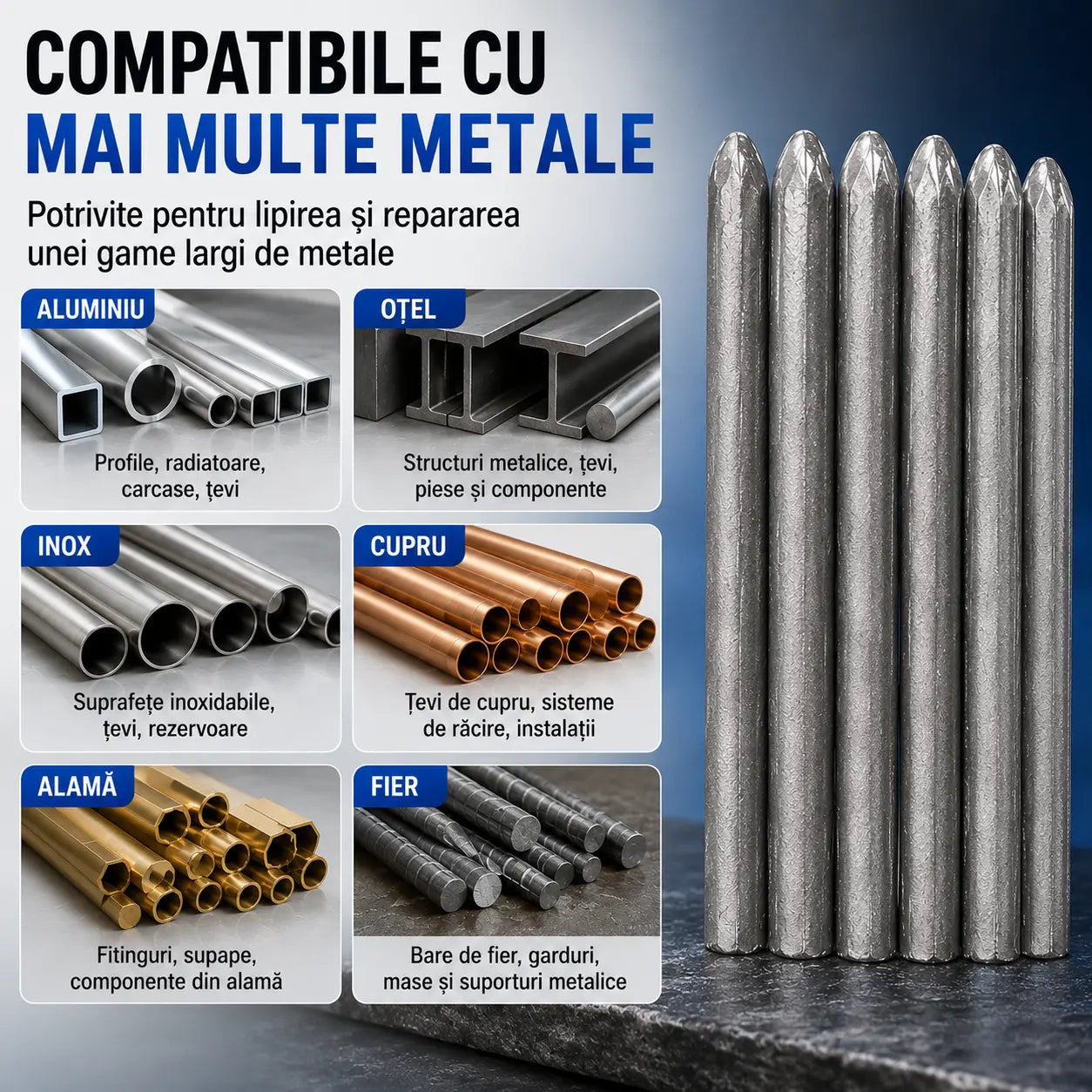 MetalFix - Set Baghete Sudură Temperatura Joasa 6 buc.