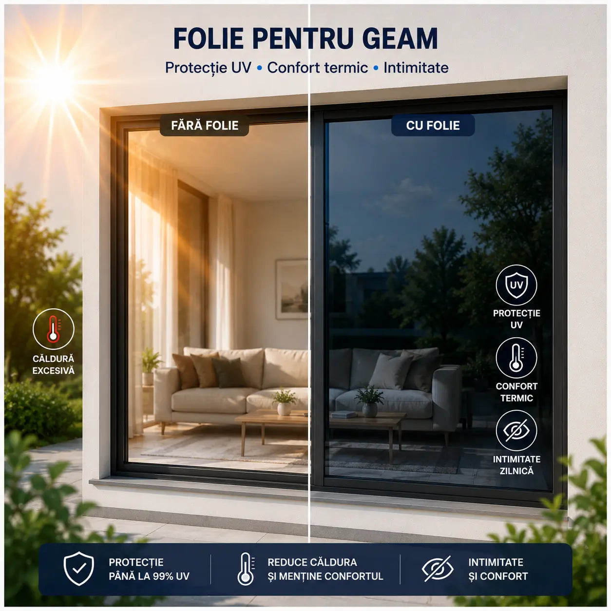 MirrorGuard™ Folie Oglindă Autoadezivă pentru Intimitate și Protecție UV, 45×200 cm
