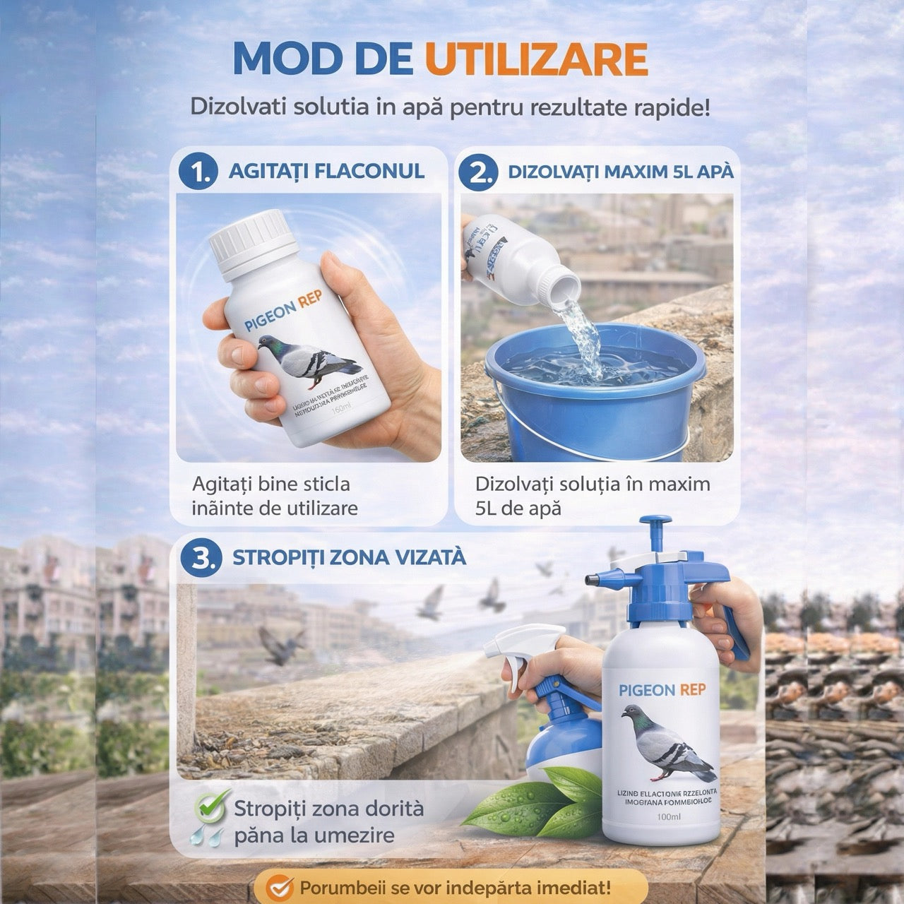 BirdProtect Solutie Sperietoare Lichida pentru Pasari 100ml