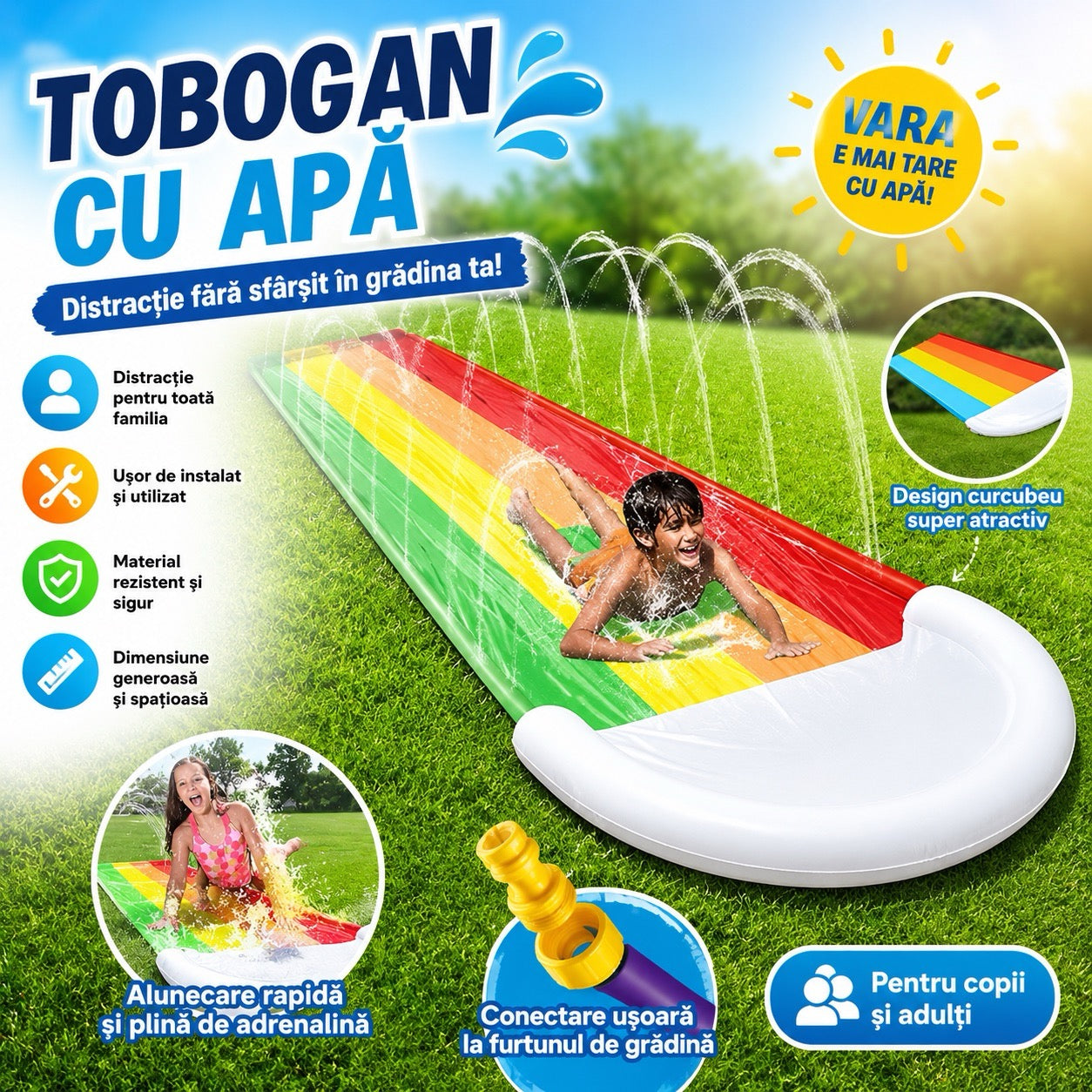 WaterJoy Tobogan Gonflabil cu Apă (465x80cm)